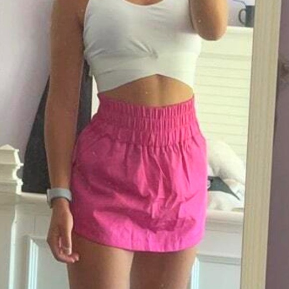 New XS Hot Pink Windbreaker Skort Shorts Skirt High Rise Athletic Tennis Pockets - Picture 2 of 5